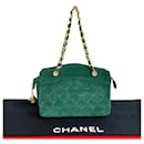 Chanel Quilted Suede Chain Handbag Suede Handbag in Good condition