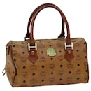 MCM Vicetos Logogram Boston Bag PVC Leather Brown Auth mr214