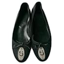 CHANEL Satin Ballerina Flats Coco Figurine Size 37.5 IT Rare Model!!! - Chanel