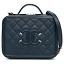 Cartable bleu Chanel Medium Caviar CC Filigree Vanity Case