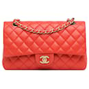 Red Chanel Medium Classic Lambskin Double Flap Shoulder Bag