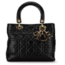 Schwarze Dior Medium Cannage Lady Dior Umhängetasche aus Lammleder