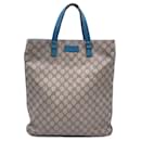 Beige GG Monogram Canvas Tote Shopping Bag Teal Leather - Gucci