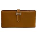 Hermes Leather Bearn Soufflet Wallet  Leather Long Wallet in Good condition - Hermès