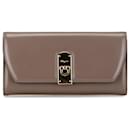 Ferragamo Brown Gancini Leather Long Wallet - Salvatore Ferragamo