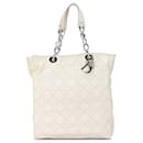 Bolso shopping Dior Cannage de piel de cordero blanca