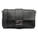 Fendi Black Zucca Embossed Convertible Baguette Crossbody