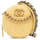 Chanel Tweed Jaune 19 Pochette ronde avec chaîne