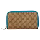 Gucci GG Canvas Zip Around Wallet Leather Long Wallet 363423 in good condition