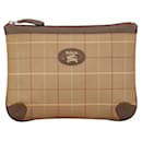 Burberry Check Canvas Cosmetic Pouch Canvas Vanity Bag in Good condition