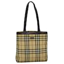 BURBERRY Nova Check Tote Bag Canvas Beige Dark Brown Auth 76724 - Burberry