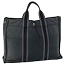 HERMES Fourre Tout MM Hand Bag Canvas Black Gray Auth bs14843 - Hermès