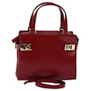 Salvatore Ferragamo Gancini Hand Bag Leather 2way Red Auth 75816