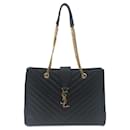 Black Saint Laurent Quilted Grain de Poudre Monogram Tote