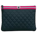 Blue Chanel Quilted Nylon Fluo Boy O Case Clutch
