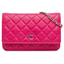 Pink Chanel Classic Lambskin Wallet on Chain Crossbody Bag