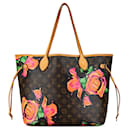 Brown Louis Vuitton Monogram Roses Neverfull MM Handbag