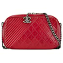 Grand sac photo Coco Boy en cuir d'agneau rouge Chanel