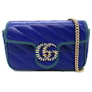 Blaue Gucci Super Mini GG Marmont Torchon Umhängetasche