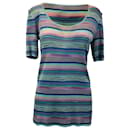 vintage Bleu &Multicolore Missoni Rayé Tricot Top Taille IT 40