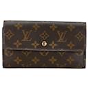 Louis Vuitton Monogram Portefeuille International Wallet M61217 Brown PVC Leather in Very Good Condition