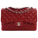 Chanel Red Jumbo Classic Caviar Double Flap