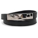 Bracciale avvolgente foderato Le Trois Clous in pelle nera Saint Laurent