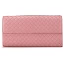 Bottega Veneta Pink Nappa Intrecciato Continental Flap Wallet