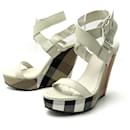 BURBERRY GOLDFINCH CHECK-WEDGE SHOES 39 WEDGE HEELS TARTAN SHOES - Burberry