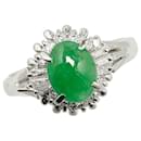 LuxUness Platinum Diamond & Jade Ring Metal Ring in Excellent condition - & Other Stories