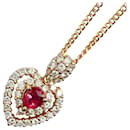 LuxUness 18Collier pendentif coeur rubis et diamants en or k Collier en métal en excellent état - & Other Stories