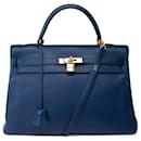 Hermes Kelly bag 35 in Blue Leather - 101928 - Hermès