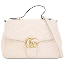 White Gucci Small GG Marmont Top Handle Satchel