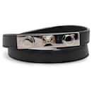 Black Saint Laurent Leather Le Trois Clous Double Wrap Bracelet