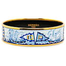 Pulseira azul Hermès Wide Econdition para navio e oceano esmaltado GM Costume Bracelet