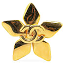 Gold Chanel CC Flower Brooch