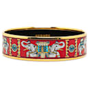 Red Hermès Torana Elephant Wide Enamel Bangle GM Costume Bracelet