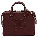 Red Chanel CC Quilted Calfskin Vanity Case Box Bag Satchel