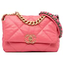 Pelle di agnello media Chanel rosa 19 Borsa a tracolla con patta