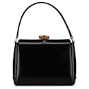 Bolso de mano de cuero de bambú Gucci negro