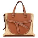 Tan LOEWE Small Raffia and Leather Gate Top Handle Bag Satchel - Loewe