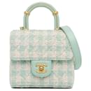 Blue Chanel Quilted Tweed Crush Top Handle Flap Satchel