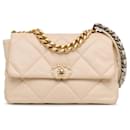 Beige Chanel Large Lambskin 19 Flap Satchel