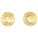 Gold Chanel Gold Plated CC Rue Cambon Round Clip On Earrings