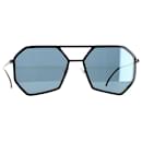 Prada SPR62X Geometric Tinted Sunglasses in Black Metal