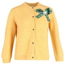 Miu Miu Bow Detail Cardigan in Yellow Virgin Wool