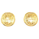 Pendientes de clip redondos CC Rue Cambon chapados en oro Chanel Gold