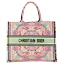 Borsa a libro in tela multicolore ricamata con luci grandi Dior Pink Cruise