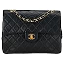 Chanel Matelasse 25 Double Flap Chain Shoulder Bag Black Lambskin in Very Good Condition