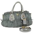 Prada Hand Bag Nylon 2Way Green Auth 74635